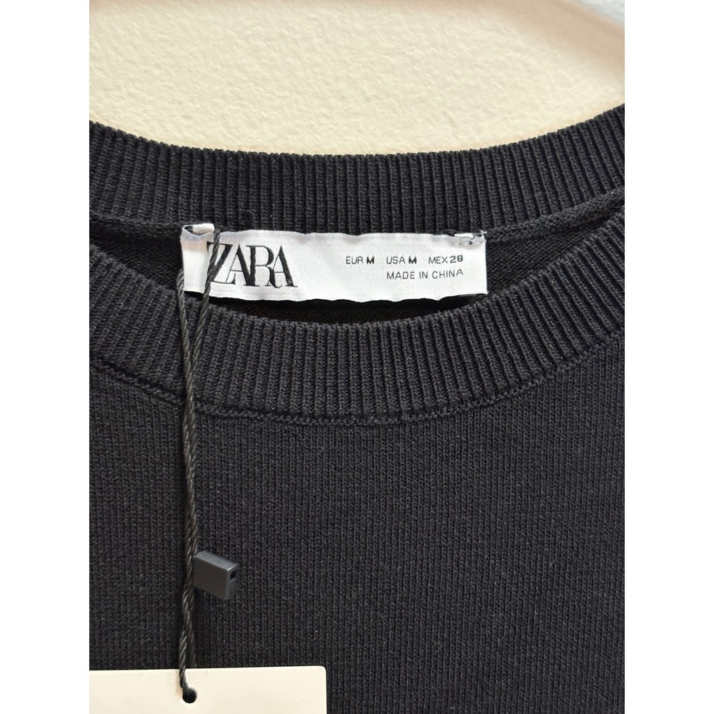 Zara Dress Womens M Black Knit Maxi Sleeveless Column Crew Neck Minimalist NWT - Picture 4 of 8